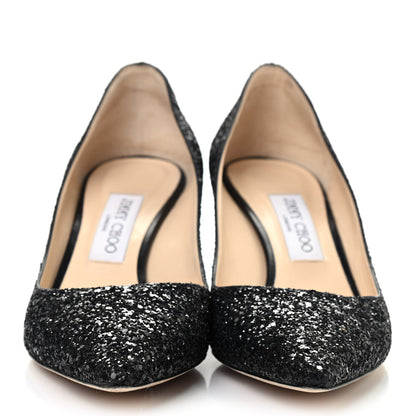 Jimmy Choo Glitter Pointy Toe Romy 60 Pumps 39 Black 2 of 9