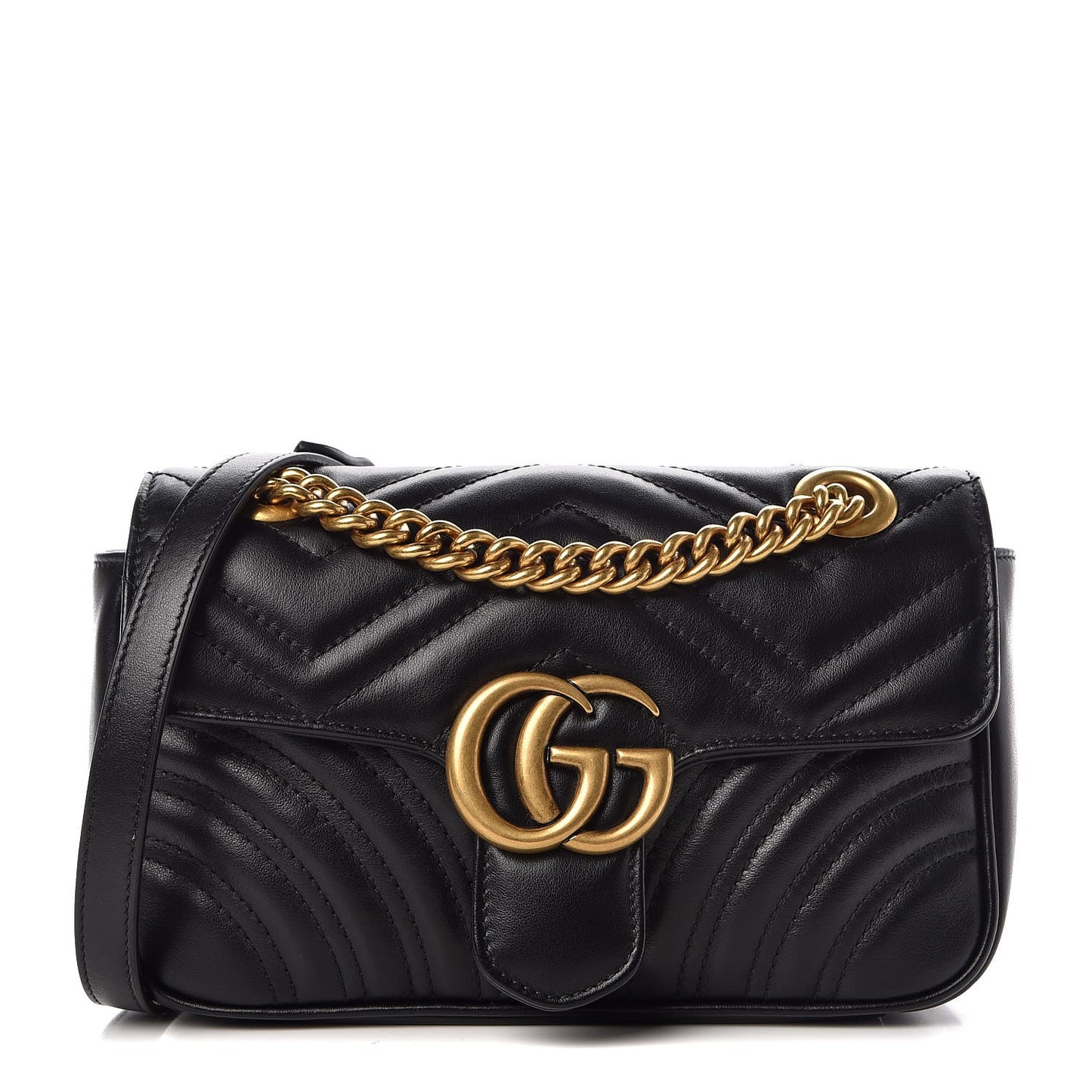Calfskin Matelasse Mini GG Marmont Shoulder Bag Black