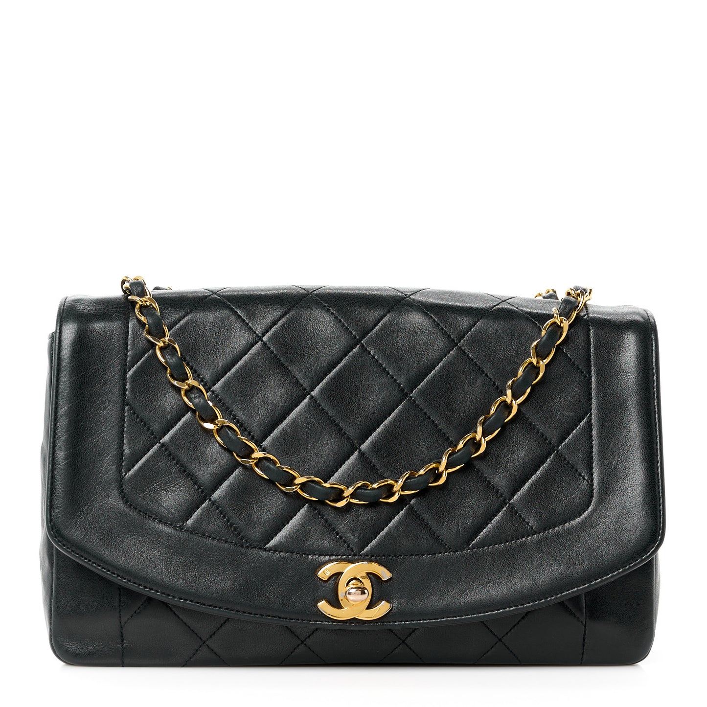 Lambskin Quilted Medium Single Flap Black