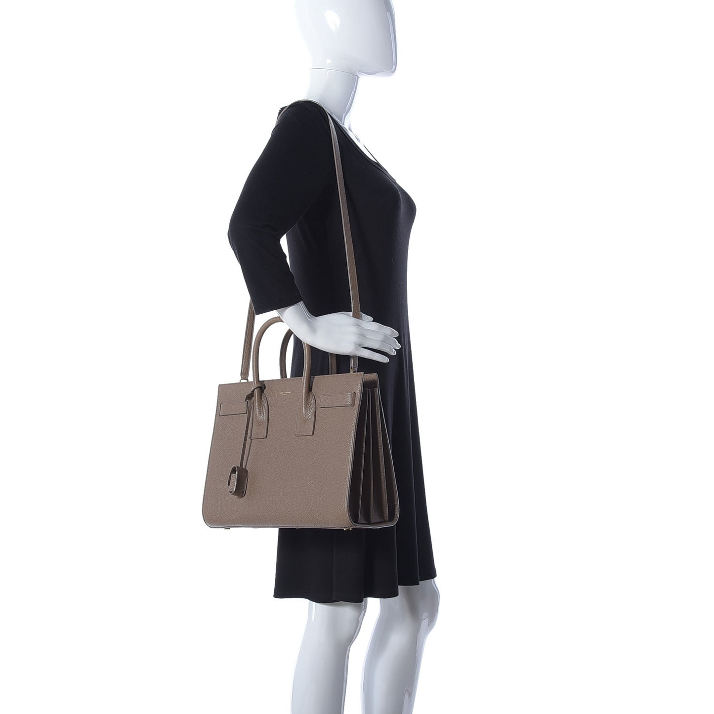 Grained Calfskin Small Sac De Jour Taupe