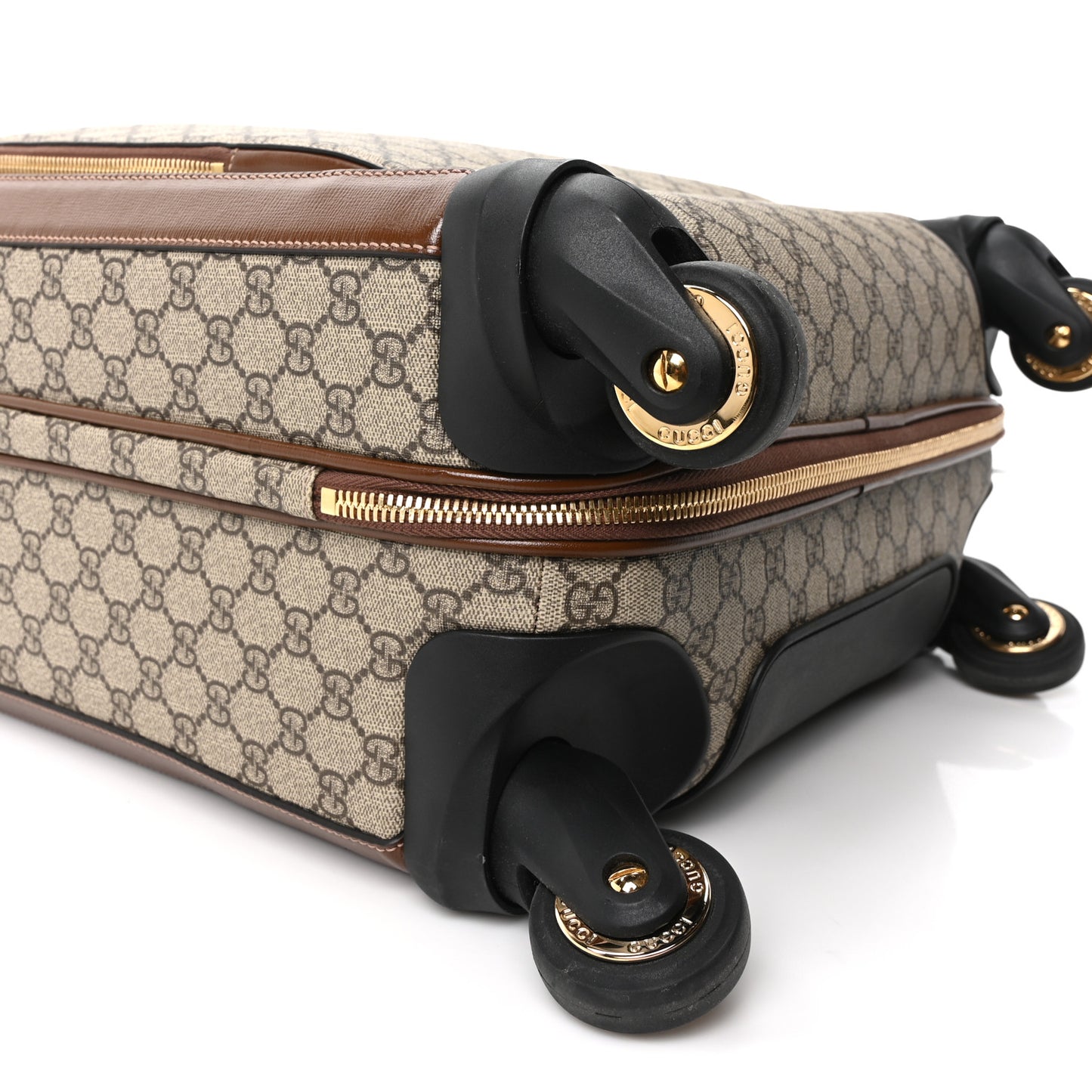 GG Supreme Monogram Azalea Calfskin Retro Interlocking G Small Savoy Cabin Trolley Beige Ebony Brown Sugar