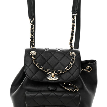 Chanel Lambskin Quilted Small Duma Drawstring Backpack Black 8 of 10