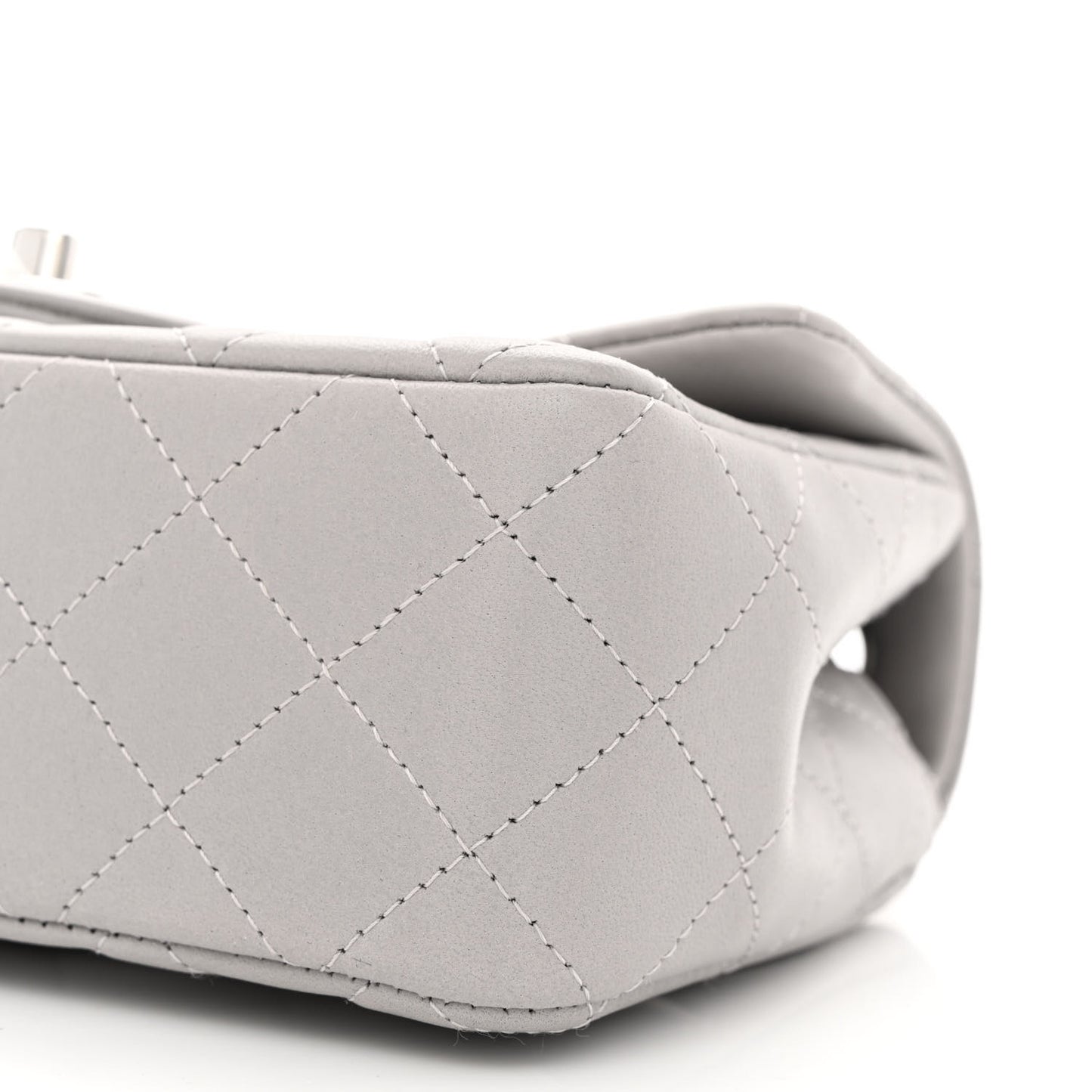 Lambskin Quilted Mini Rectangular Flap Grey
