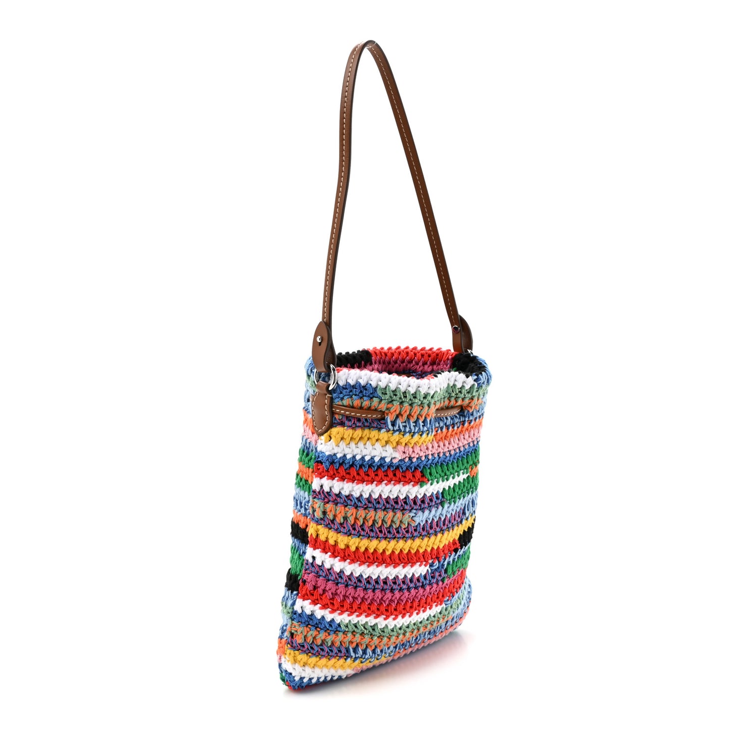 Fabric Crochet Drawstring Pouch Multicolor
