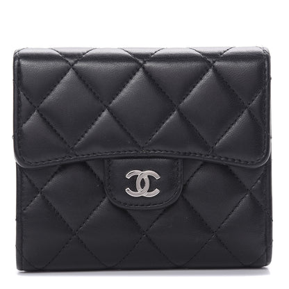 Chanel Lambskin Quilted Compact Flap Wallet Black 1 of 12