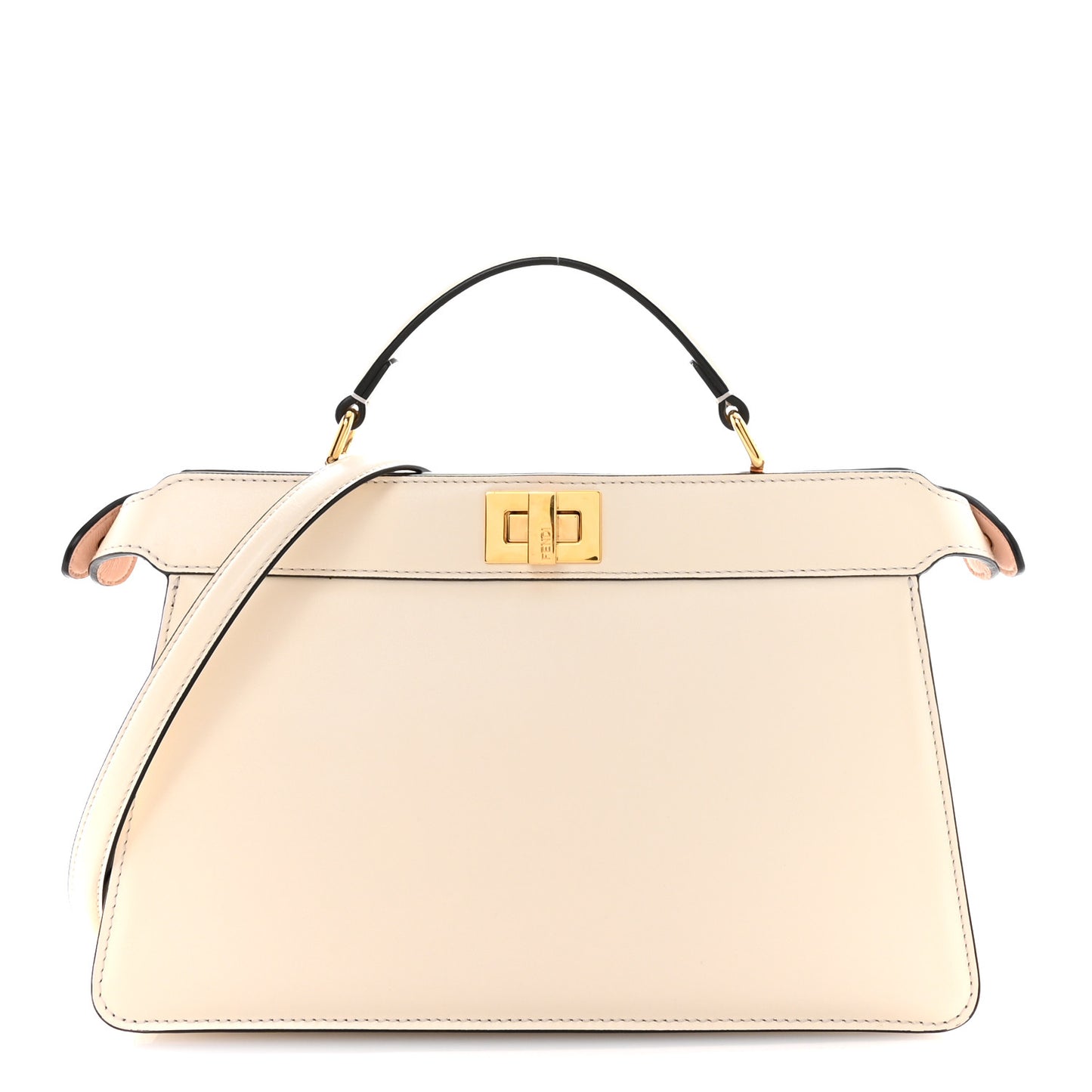 Vitello King Luxor Shiny Nappa Medium Peekaboo I SEE U East West Satchel White Light Rose