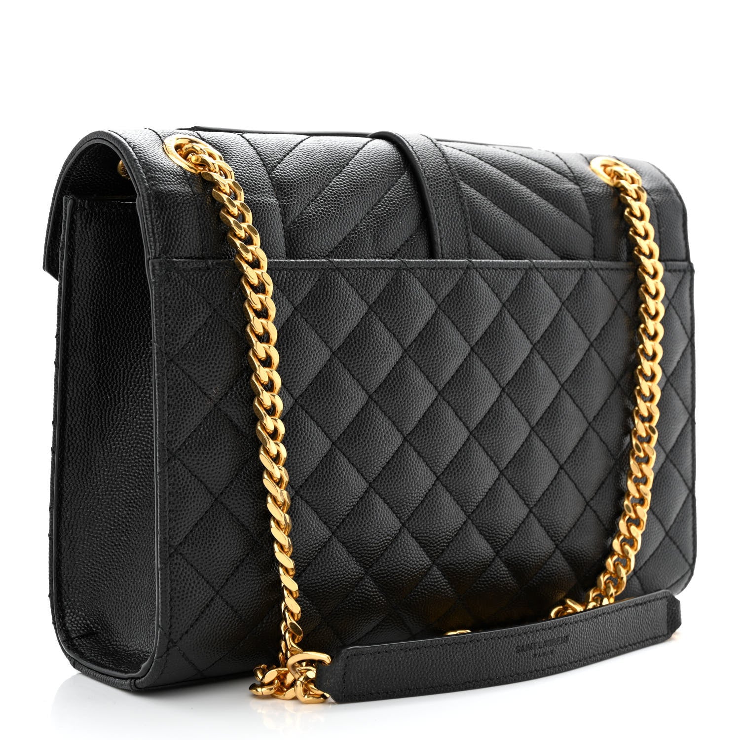 Saint Laurent Grain De Poudre Textured Mixed Matelasse Triquilt Medium Monogram Satchel Black 3 of 11