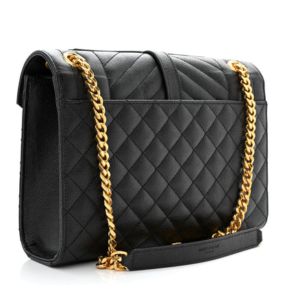 Saint Laurent Grain De Poudre Textured Mixed Matelasse Triquilt Medium Monogram Satchel Black 3 of 11