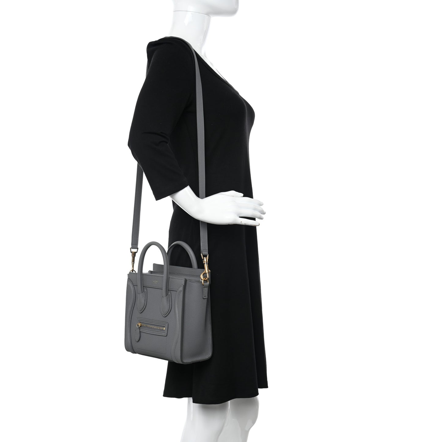 Baby Drummed Calfskin Nano Luggage Kohl