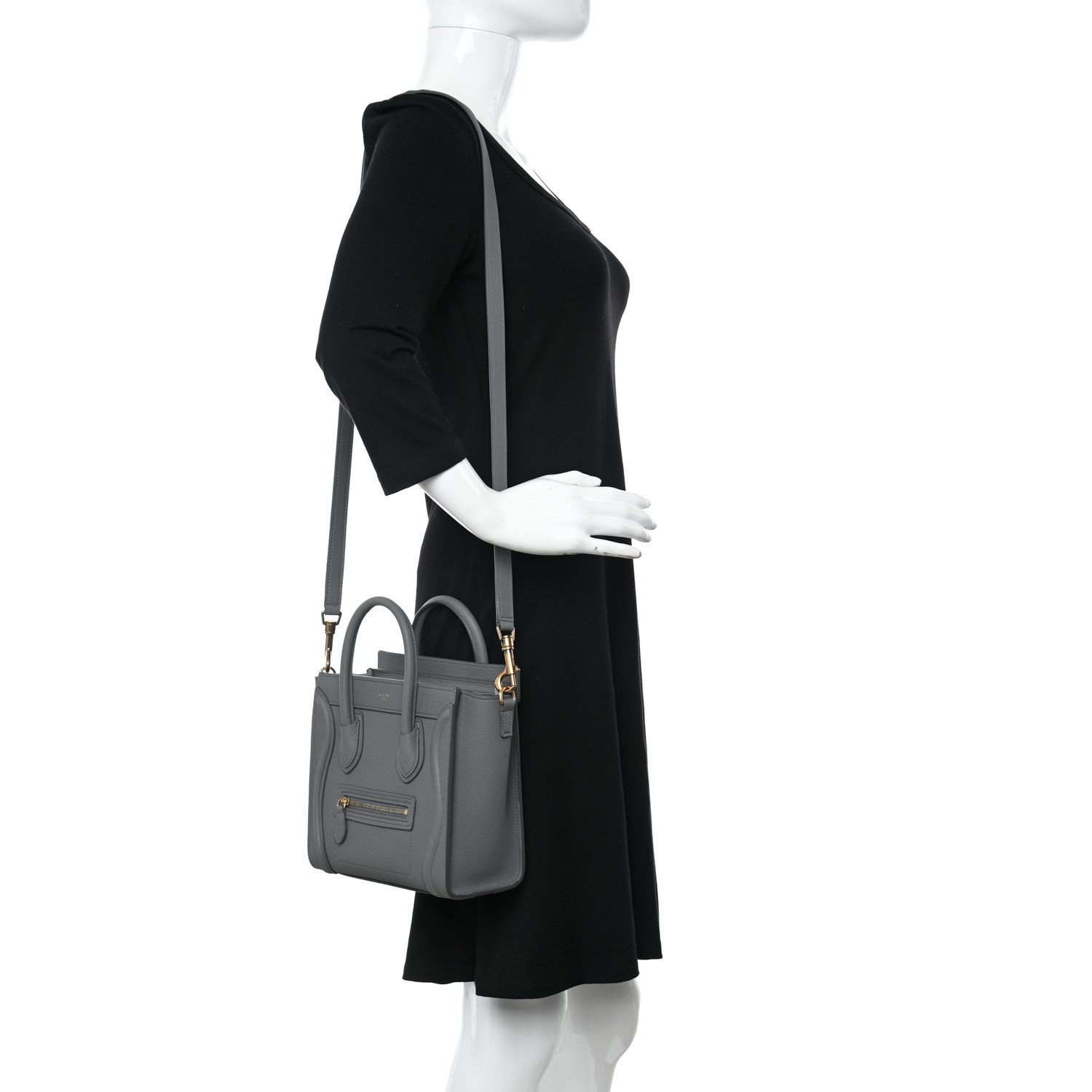 Celine Baby Drummed Calfskin Nano Luggage Kohl 2 of 11