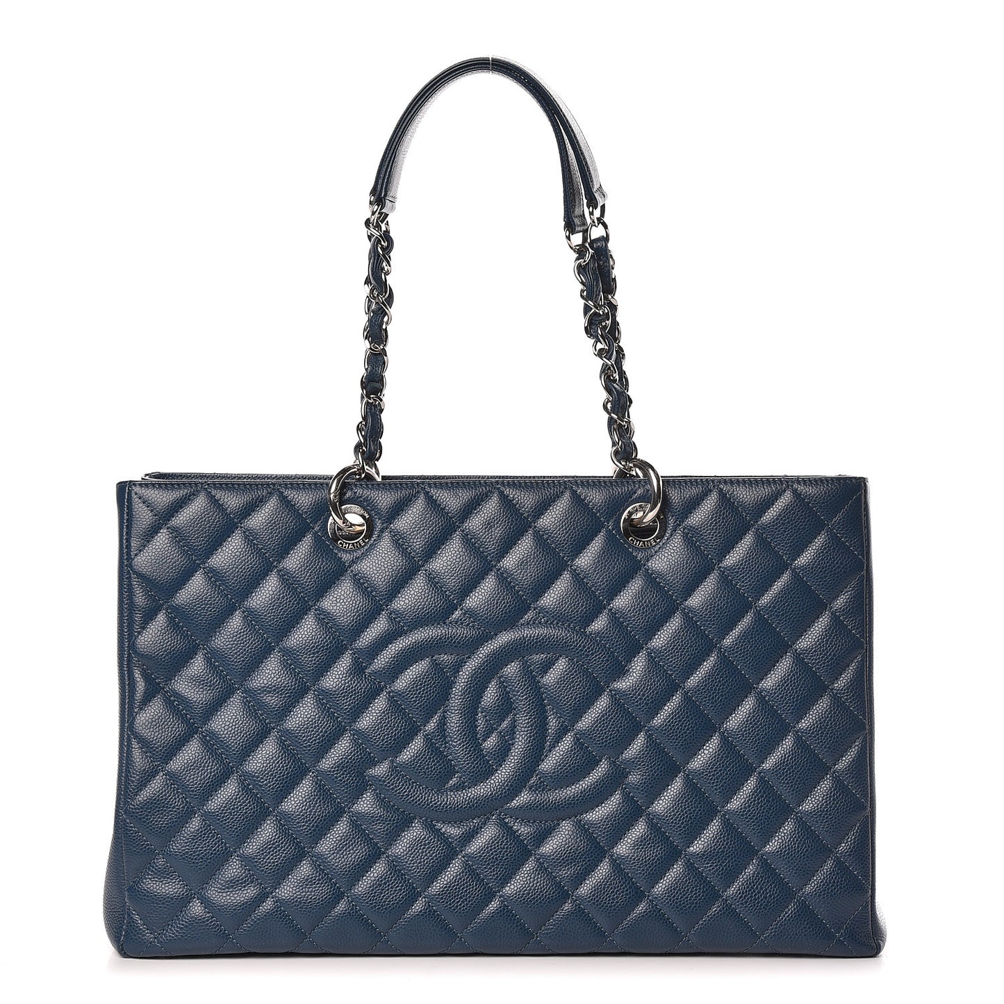 Caviar Quilted XL Grand Shopping Tote GST Navy Blue