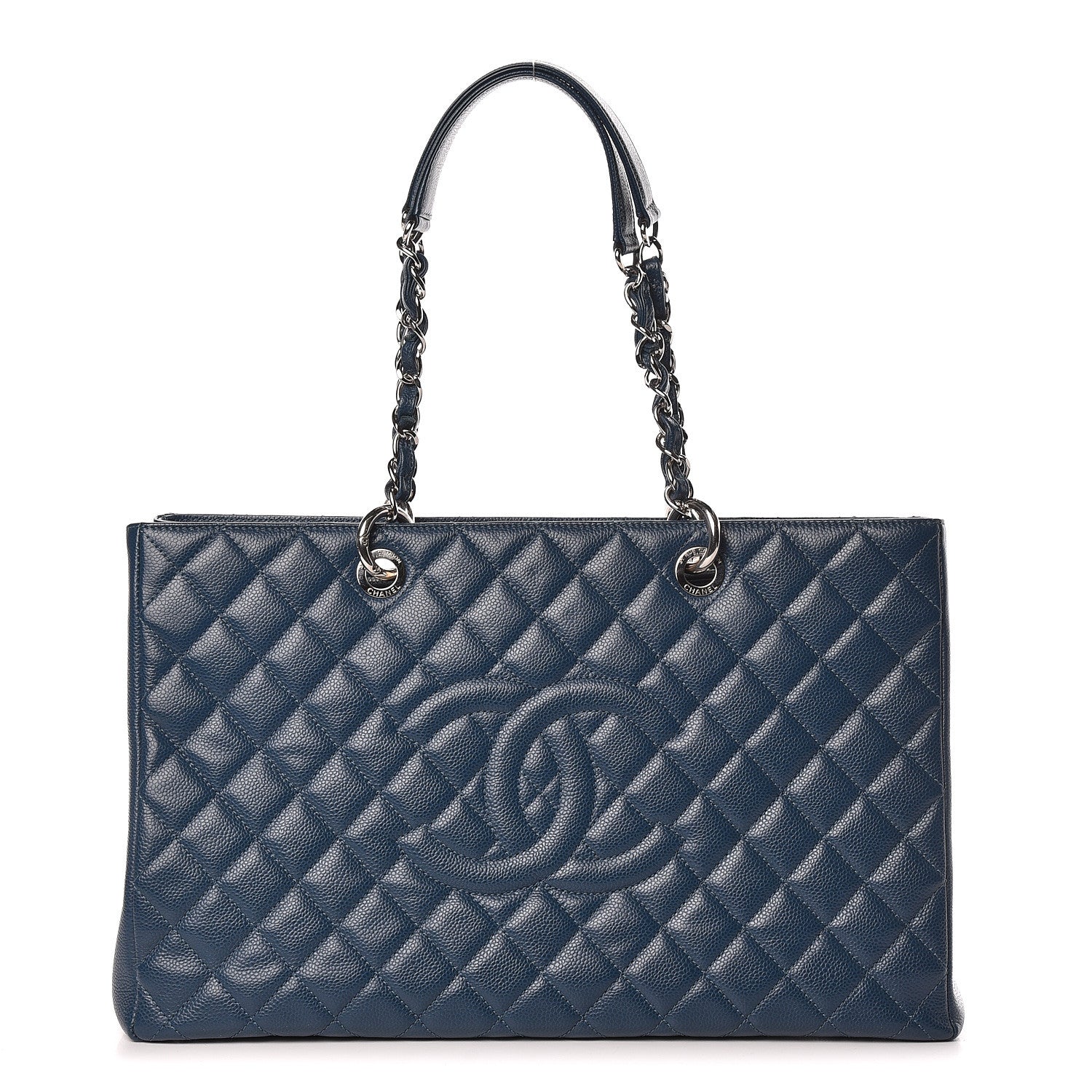 Chanel Caviar Quilted XL Grand Shopping Tote GST Navy Blue 1 of 9