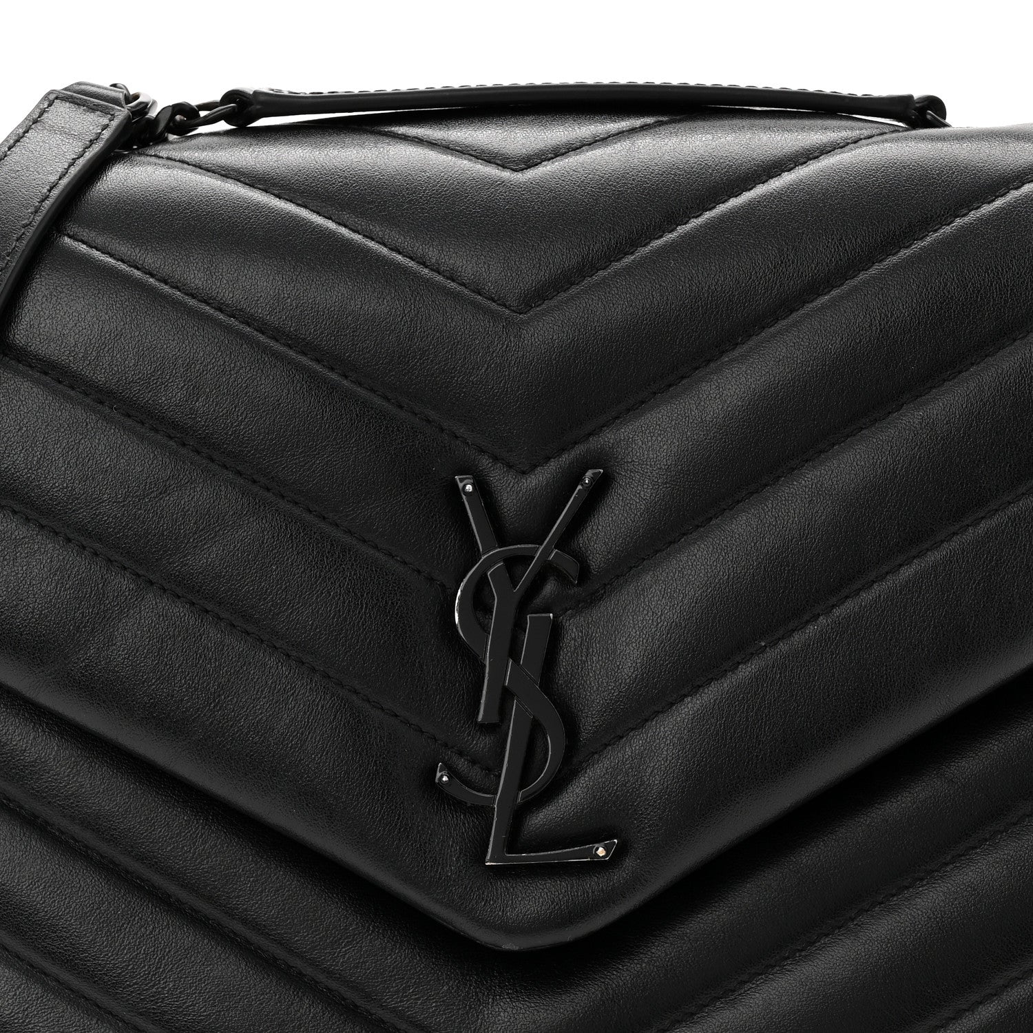 Saint Laurent Calfskin Y Quilted Monogram Monochrome Medium Loulou Chain Satchel Black 8 of 10