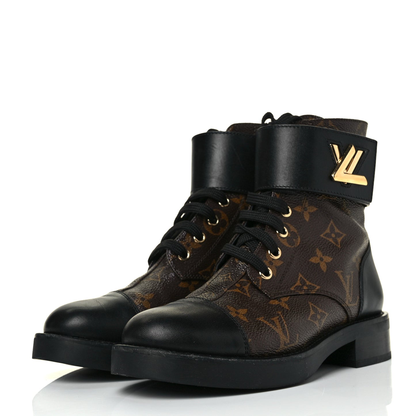 Calfskin Monogram Wonderland Flat Ranger Boots 35.5 Black