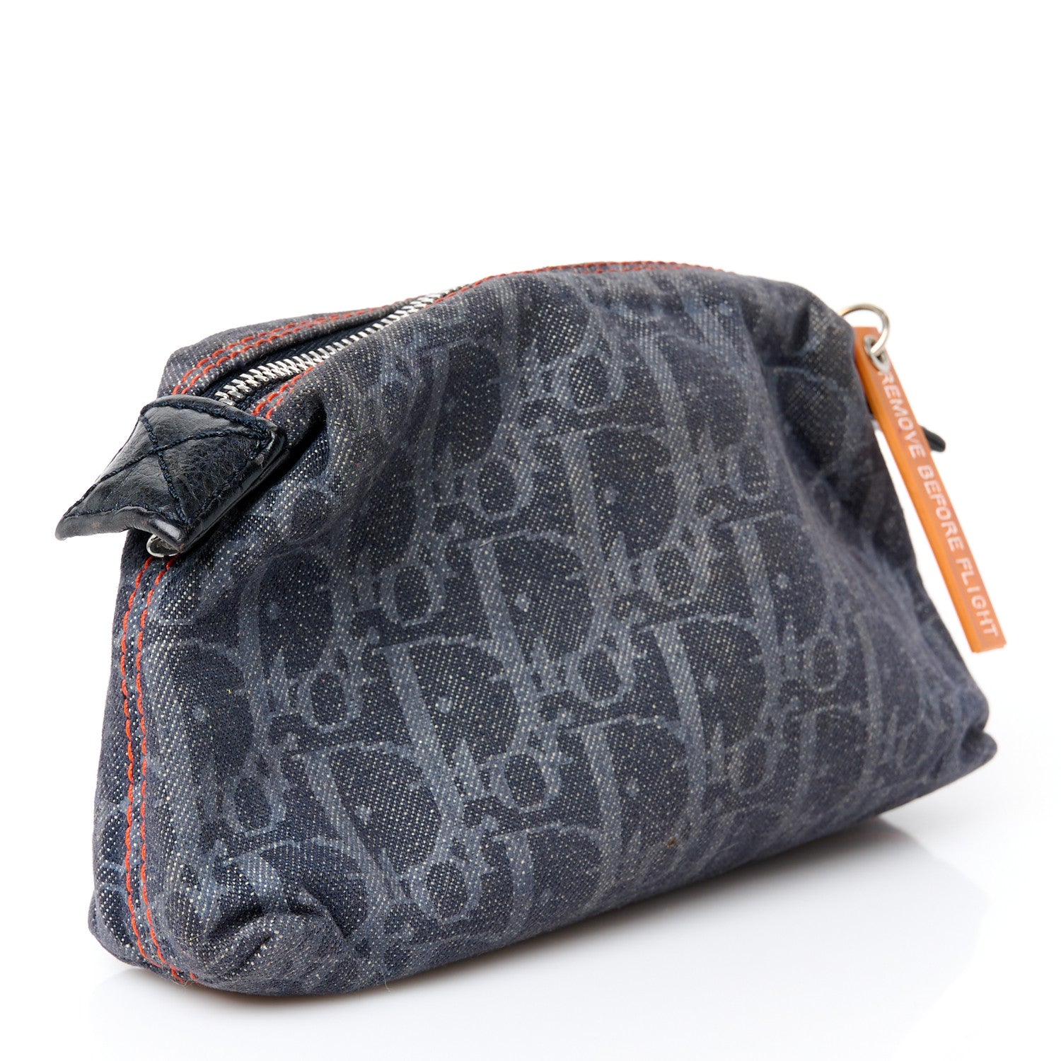 Christian Dior Denim Monogram Flight Trotter Cosmetic Pouch Blue 3 of 10