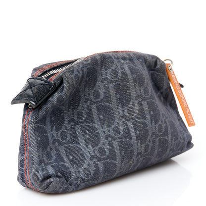 Christian Dior Denim Monogram Flight Trotter Cosmetic Pouch Blue 3 of 10