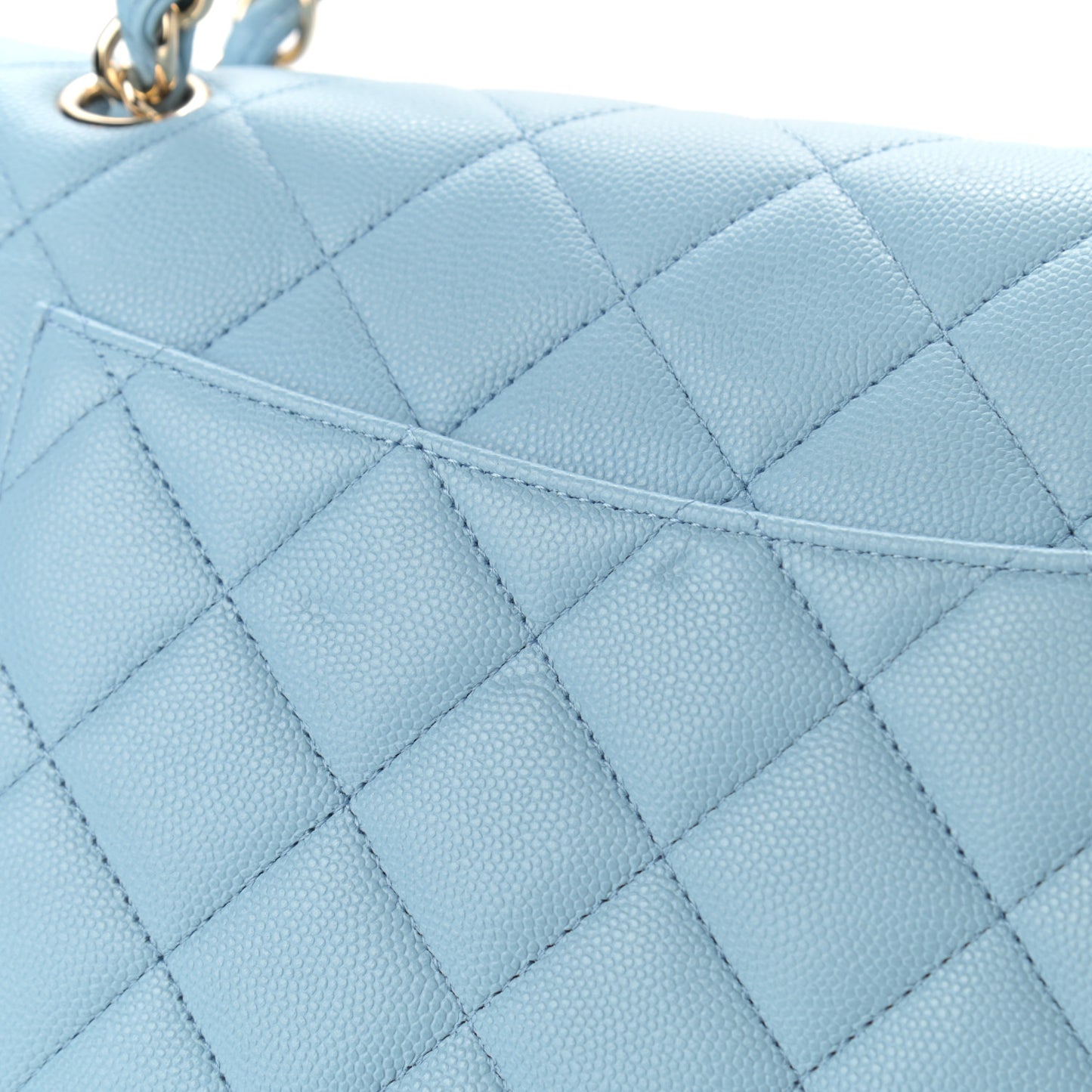 Caviar Quilted Jumbo Double Flap Light Blue