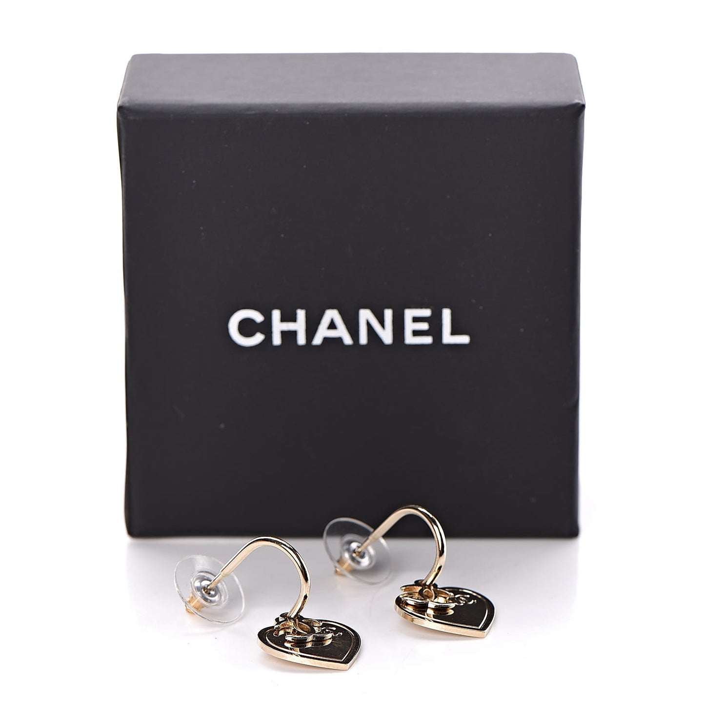 Heart CC Dangle Earrings Gold