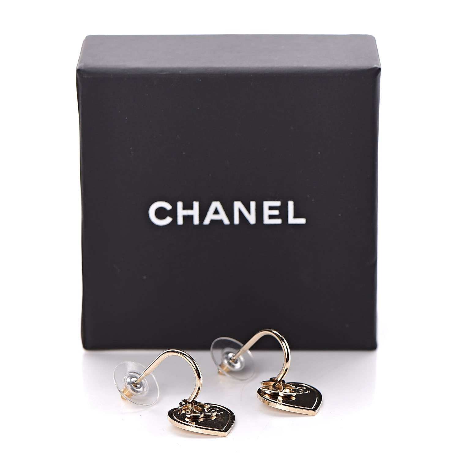 Chanel Heart CC Dangle Earrings Gold 4 of 4