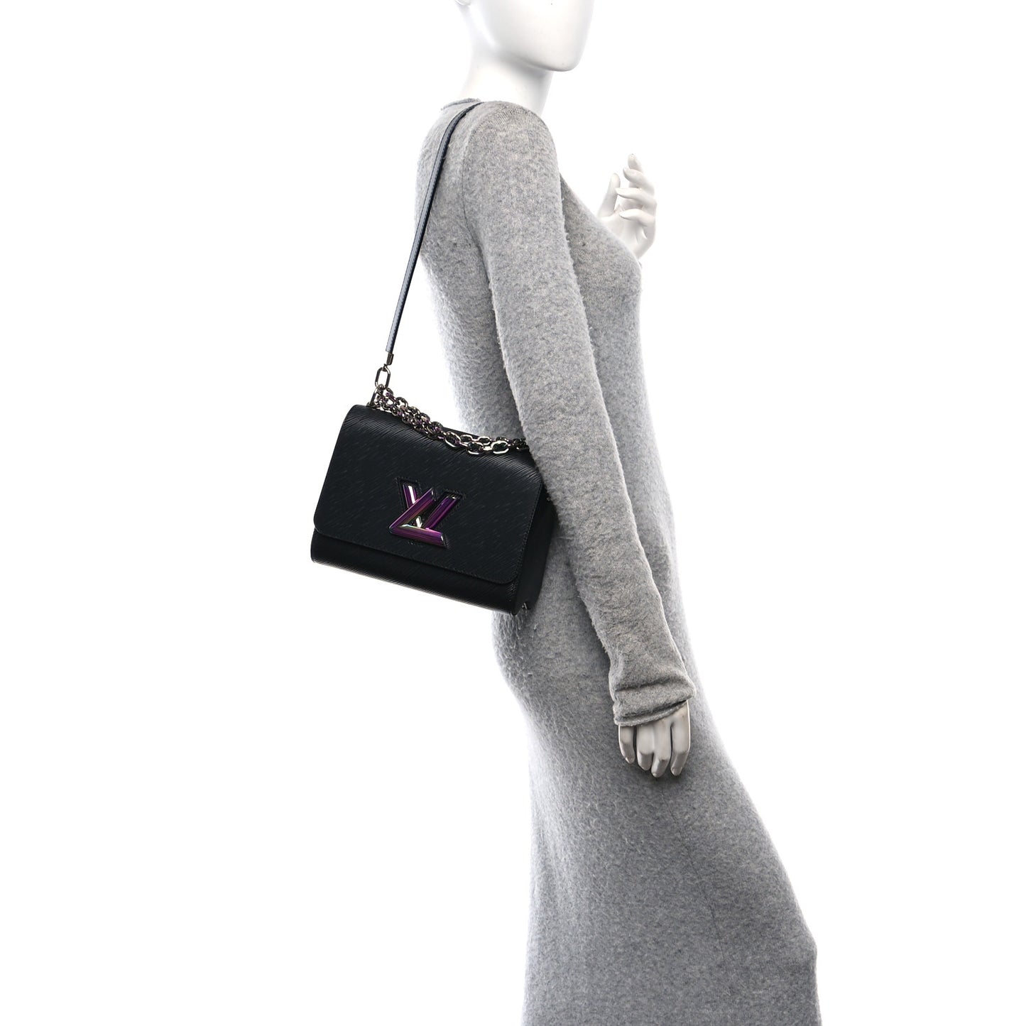 Epi Twist Triple Chain Shoulder Bag MM Black