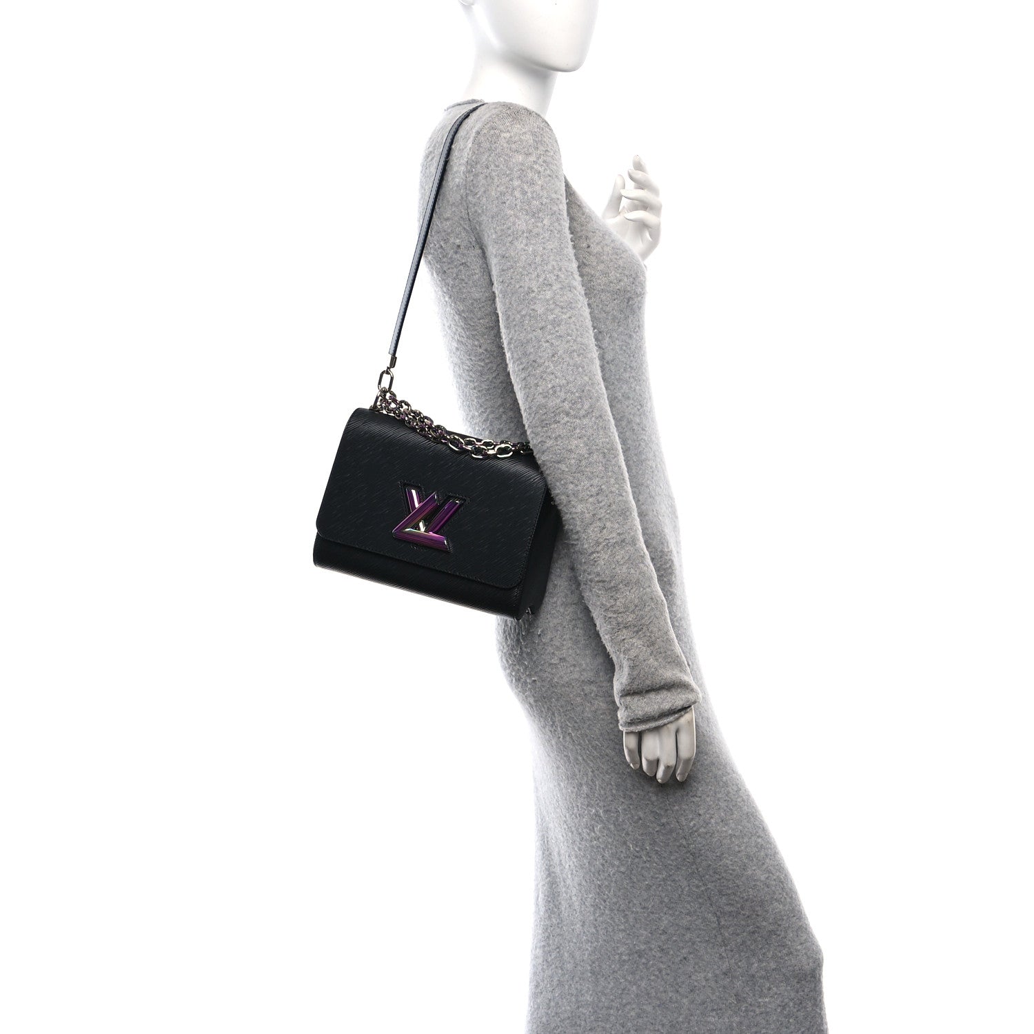 Louis Vuitton Epi Twist Triple Chain Shoulder Bag MM Black 2 of 10