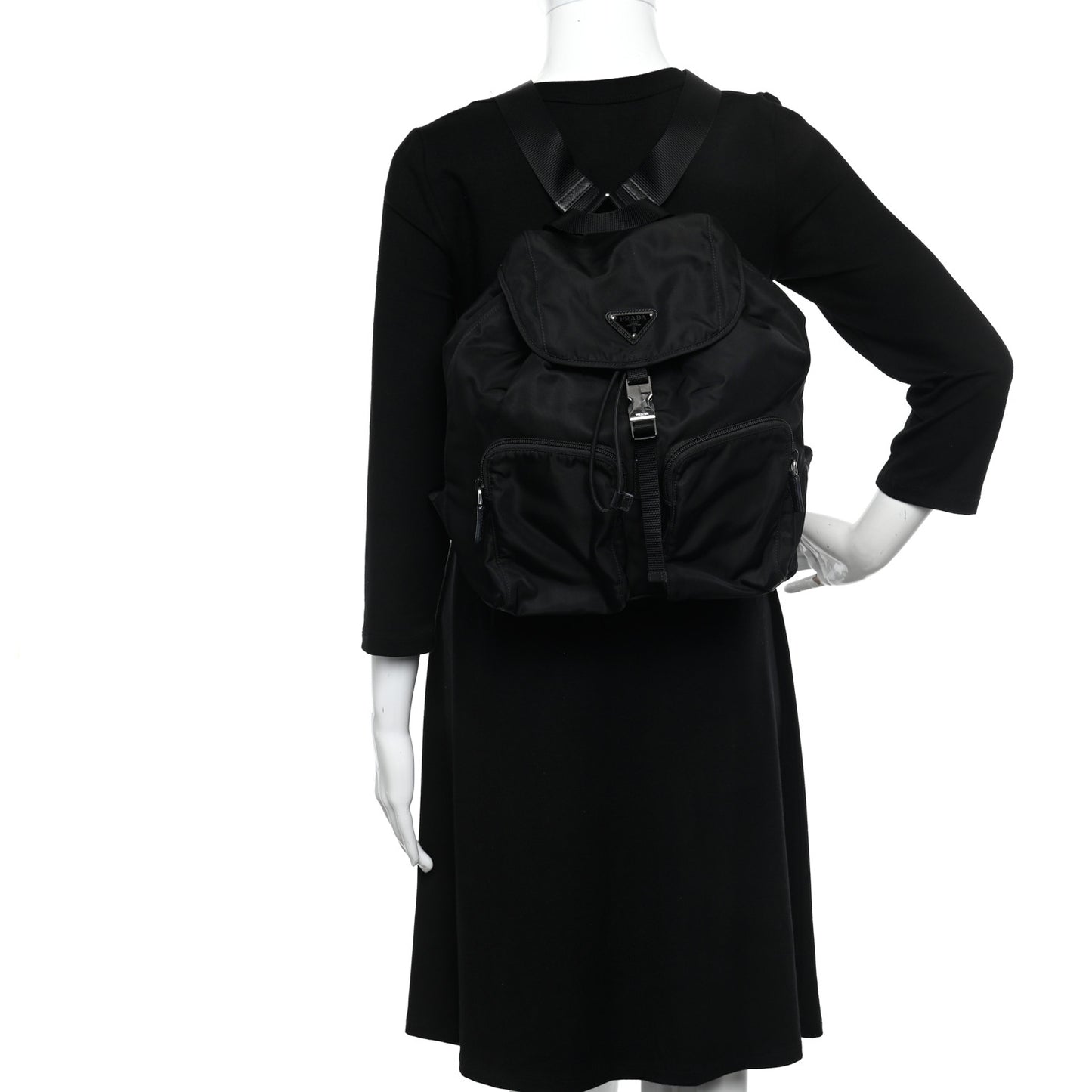 Tessuto Nylon Saffiano Vela Backpack Black