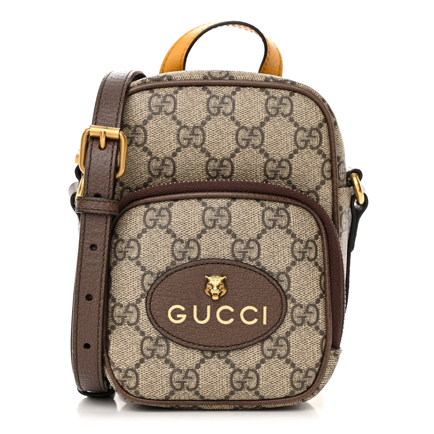 Gucci GG Supreme Monogram Mini Neo Vintage Double Zip Messenger Bag Beige New Acero Crop 1 of 13