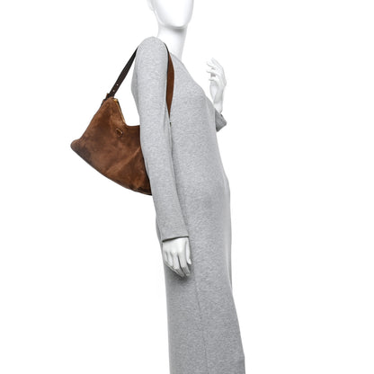Prada Scamosciato Suede Large Aimee Shoulder Bag Cacao 2 of 10