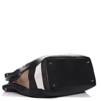 Burberry Grainy Calfskin House Check Medium Maidstone Black 4 of 8