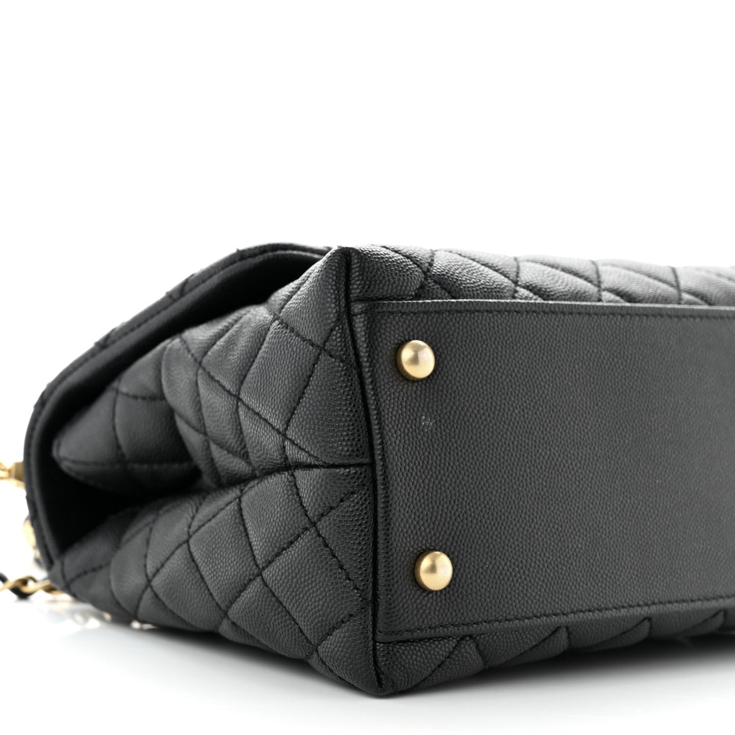 Caviar Lizard Embossed Quilted Small Coco Handle Flap Black