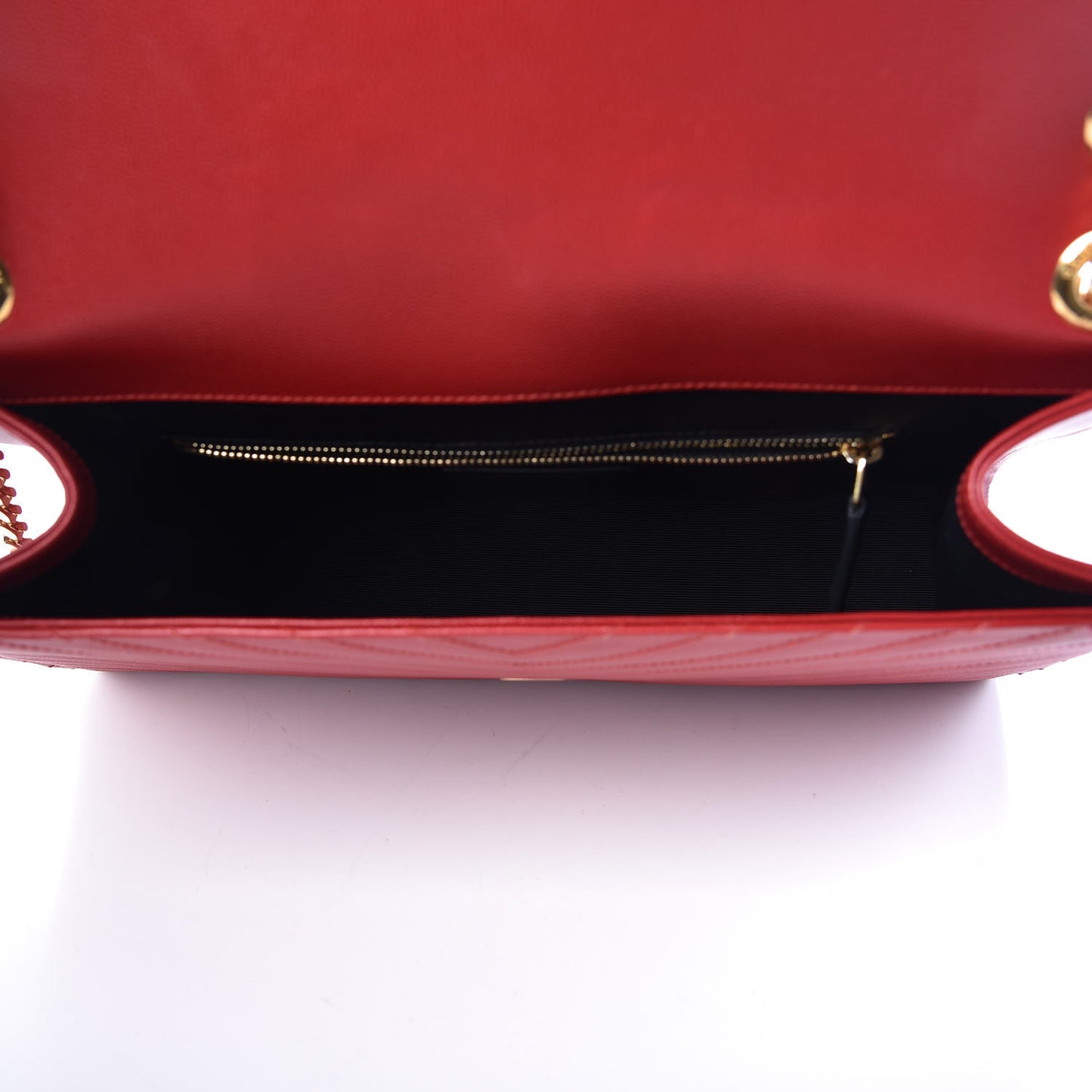 Grain De Poudre Matelasse Chevron Large Monogram Satchel Lipstick Red