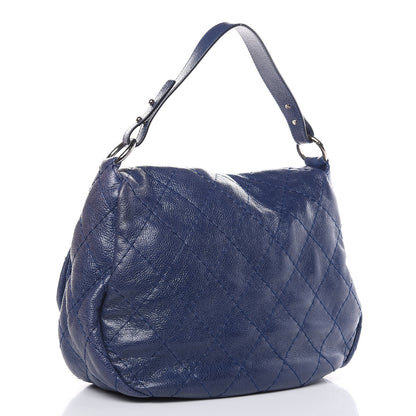 Chanel Glazed Calfskin Stitched XL On The Road Flap Blue 3 of 15