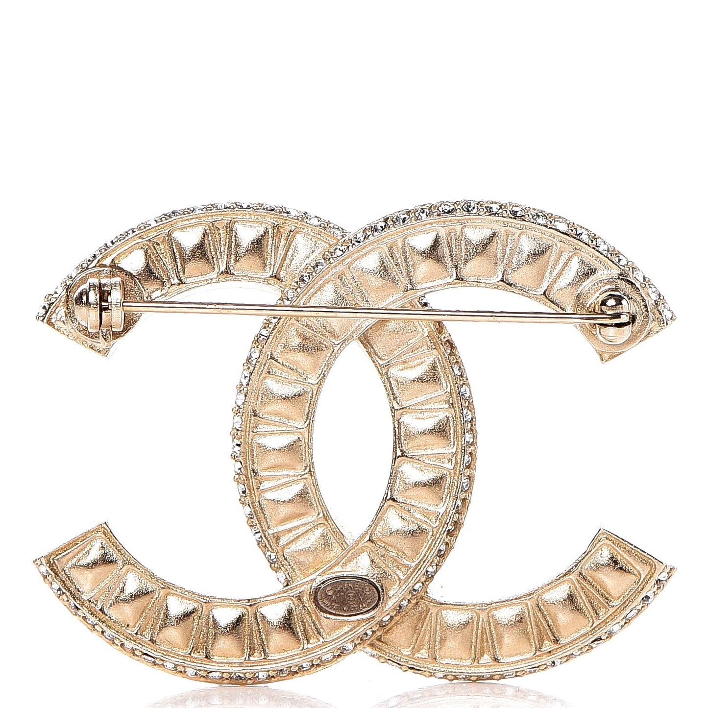 Baguette Crystal CC Brooch Gold