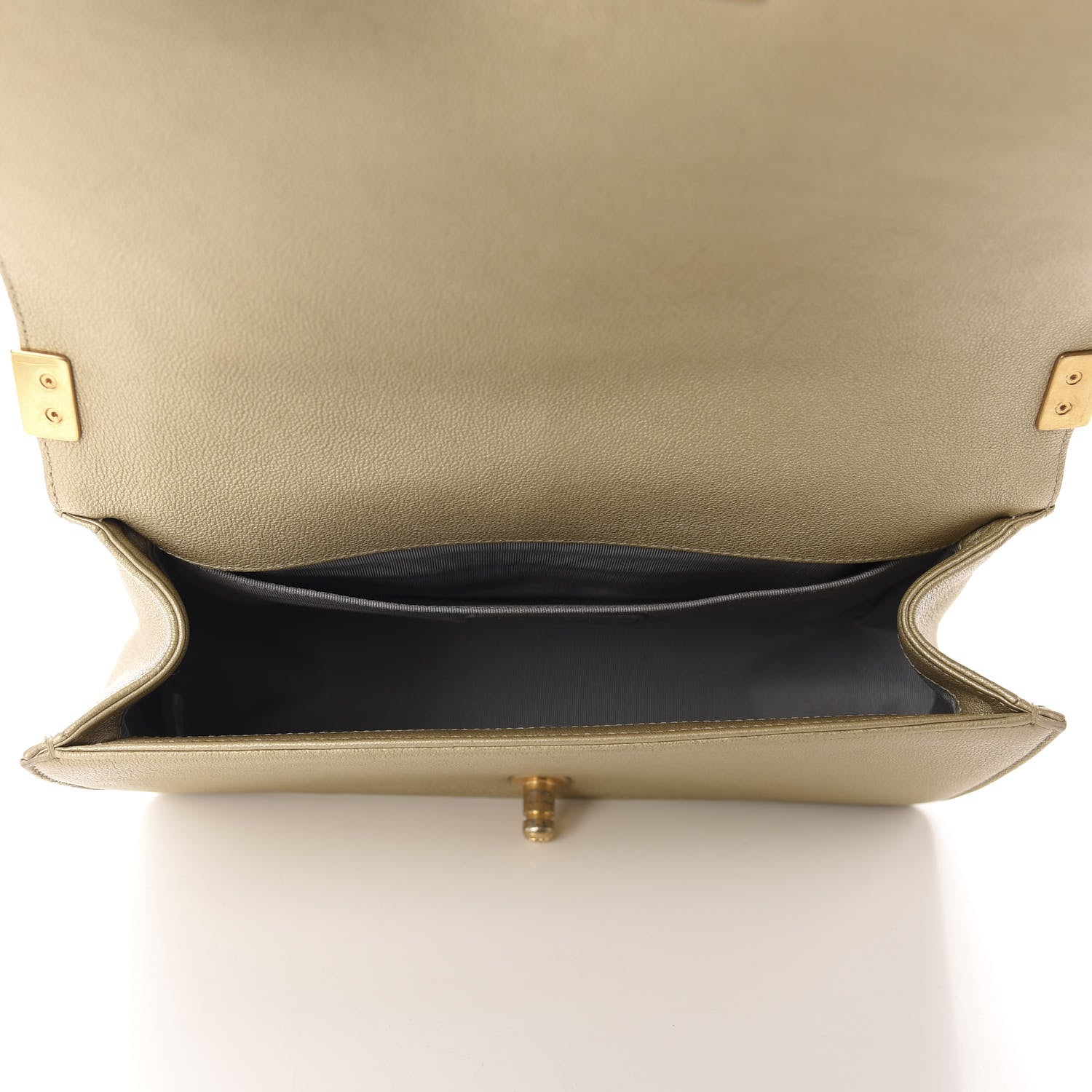 Chanel Metallic Lambskin Medium Golden CC Boy Flap Dark Gold 5 of 10