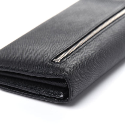 Prada Saffiano Metal Continental Flap Wallet Black 17 of 22