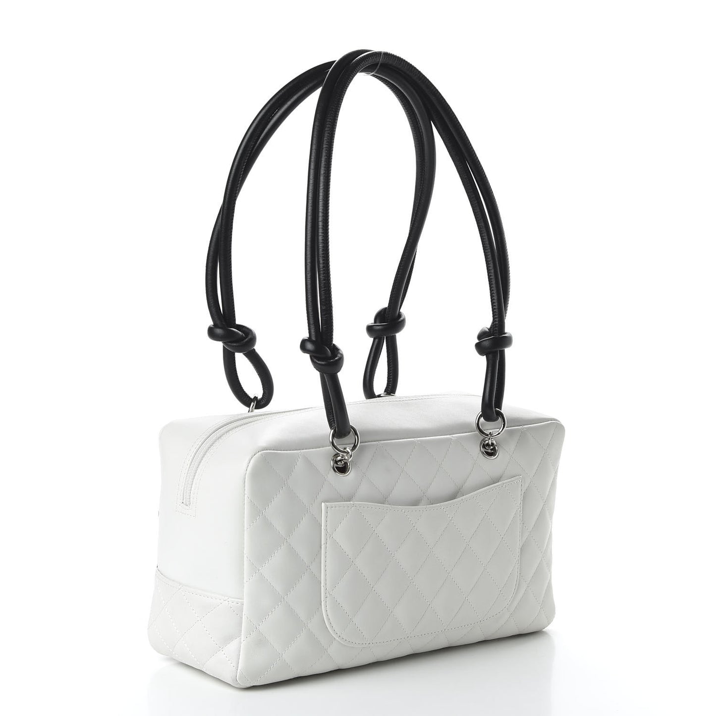 Calfskin Quilted Large Cambon Bowler White Black