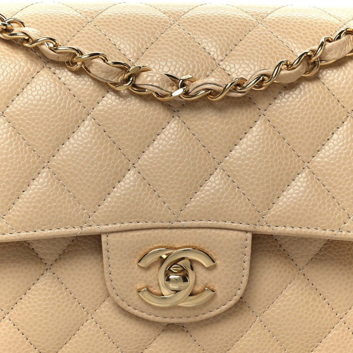 Chanel Caviar Quilted Small Double Flap Beige 9 of 11
