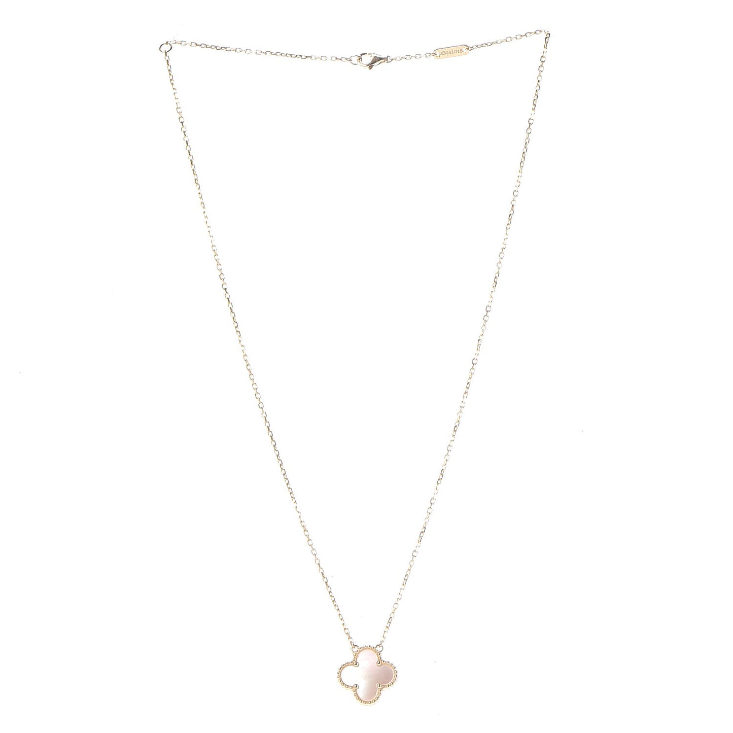 18K Yellow Gold Mother of Pearl Vintage Alhambra Pendant Necklace