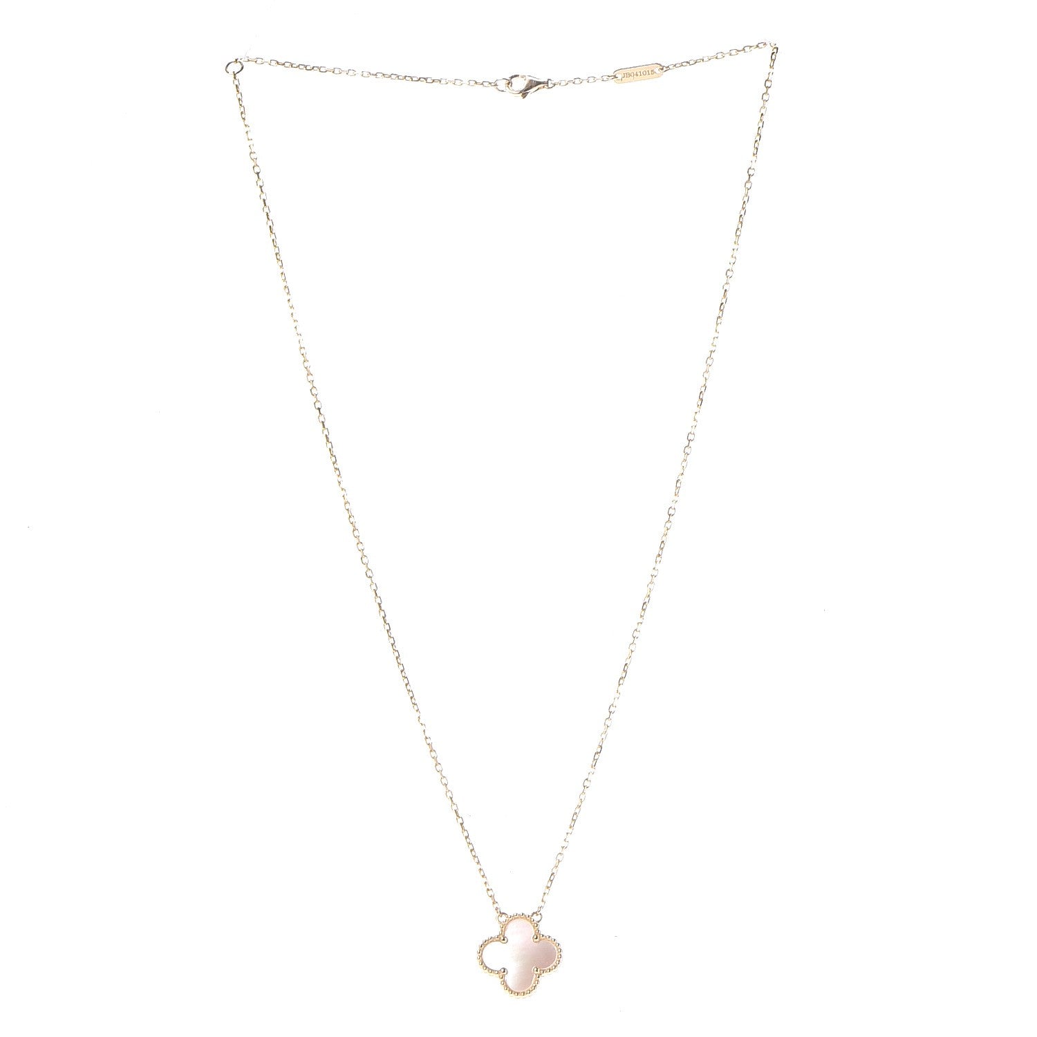 Van Cleef & Arpels 18K Yellow Gold Mother of Pearl Vintage Alhambra Pendant Necklace 3 of 8