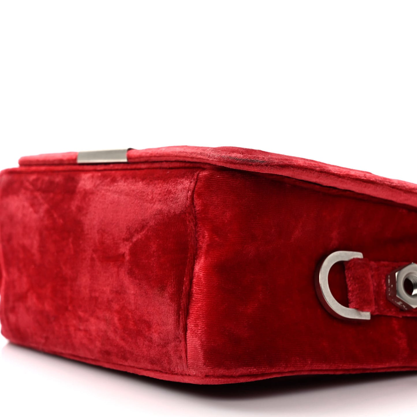 Velvet Diag Binder Flap Bag Red