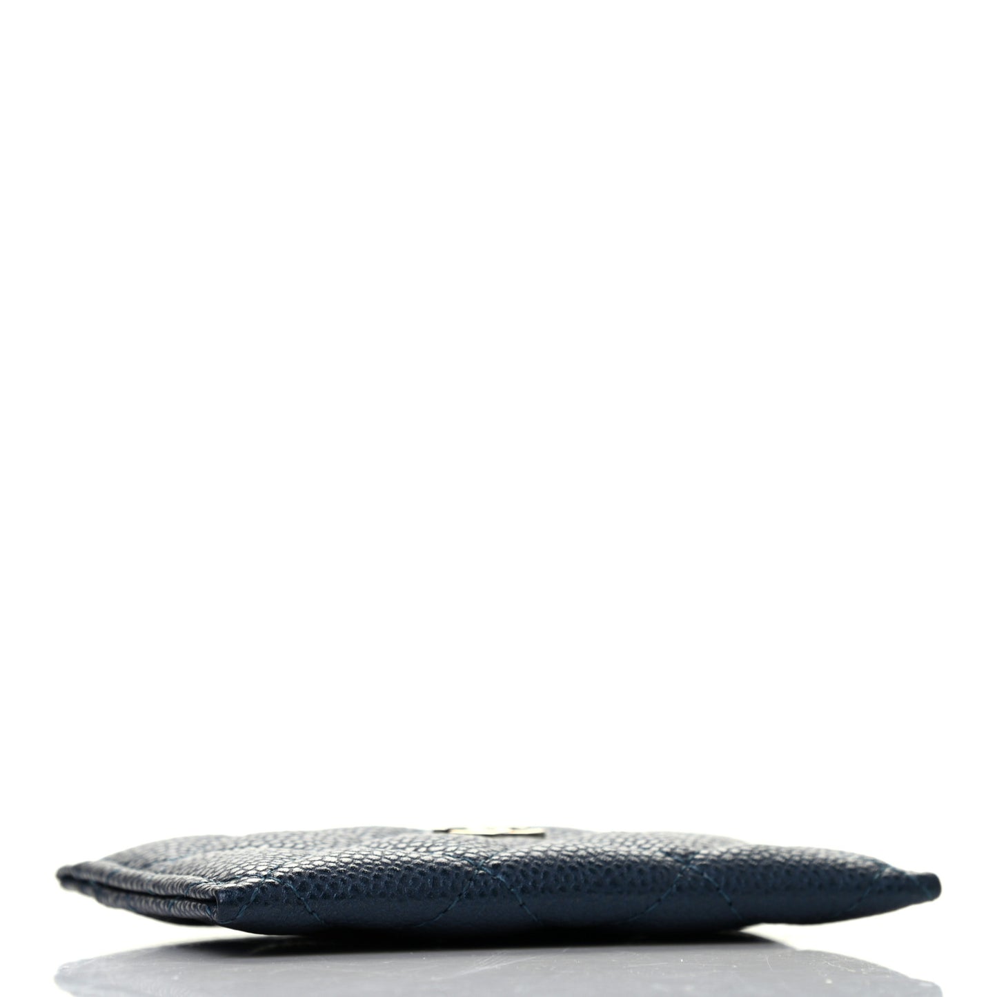 Metallic Caviar Quilted Card Holder Dark Blue