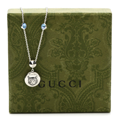 Gucci Sterling Silver Blue Zirconia Blind For Love Pendant Necklace 6 of 6