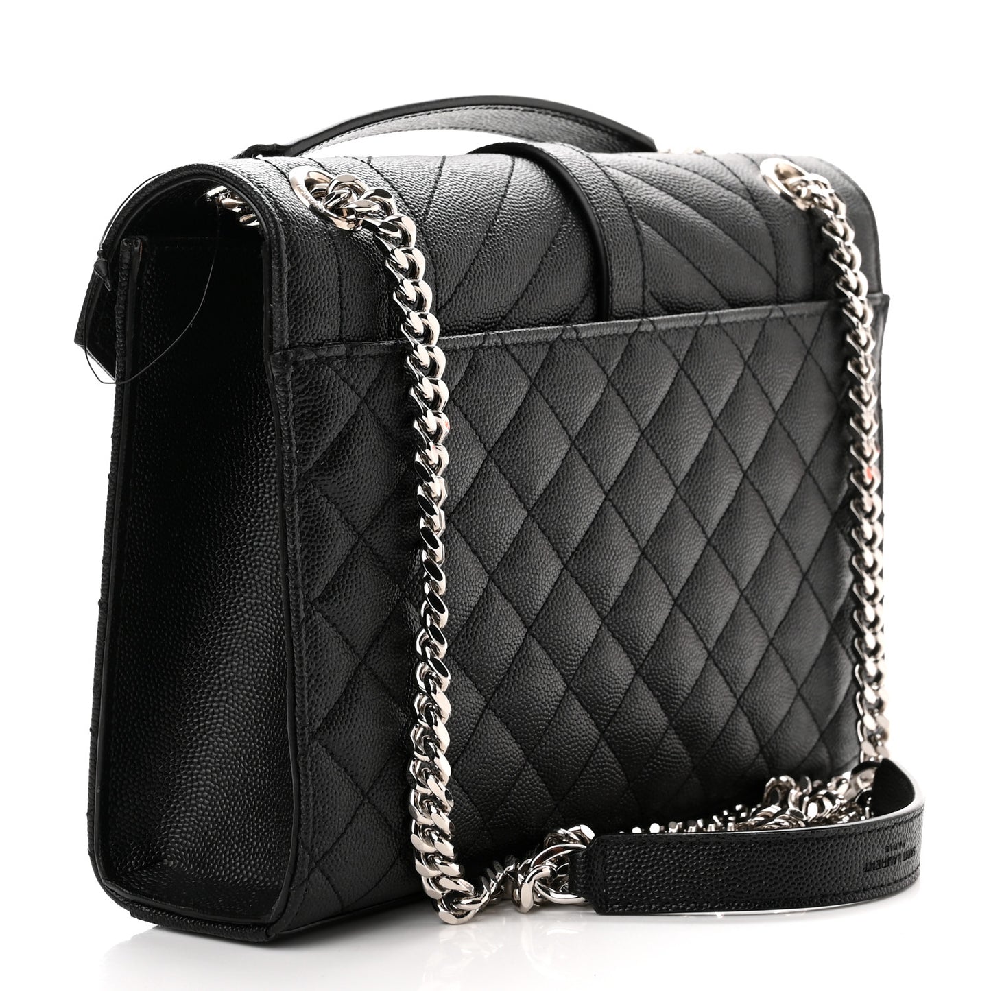 Grain De Poudre Textured Mixed Matelasse Triquilt Medium Monogram Satchel Black