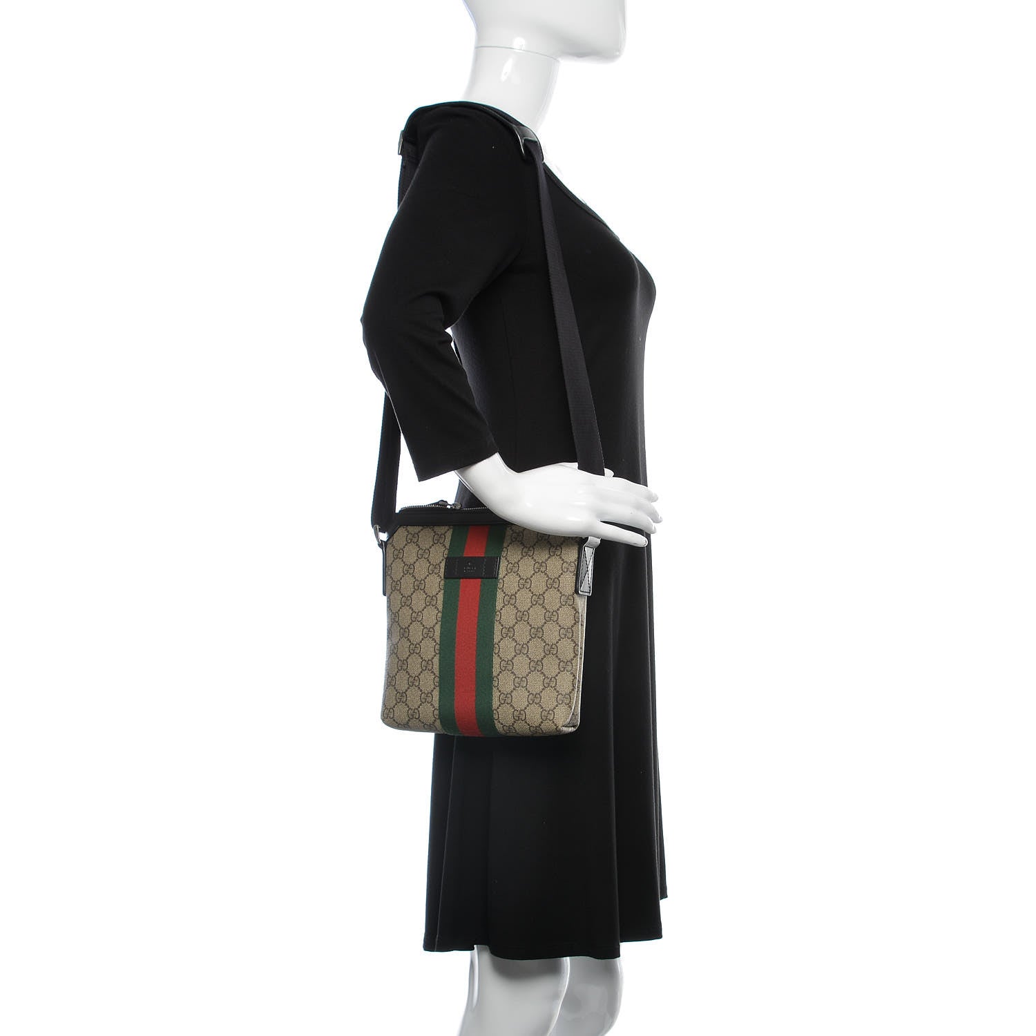 Gucci GG Supreme Monogram Web Messenger Bag Black 2 of 9