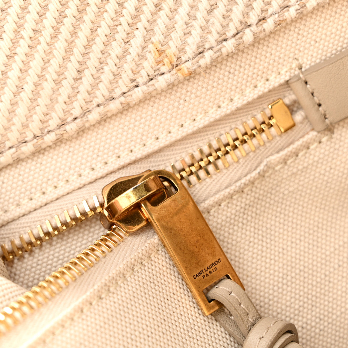 Linen Calfskin Small Rive Gauche Tote Beige Sea Salt