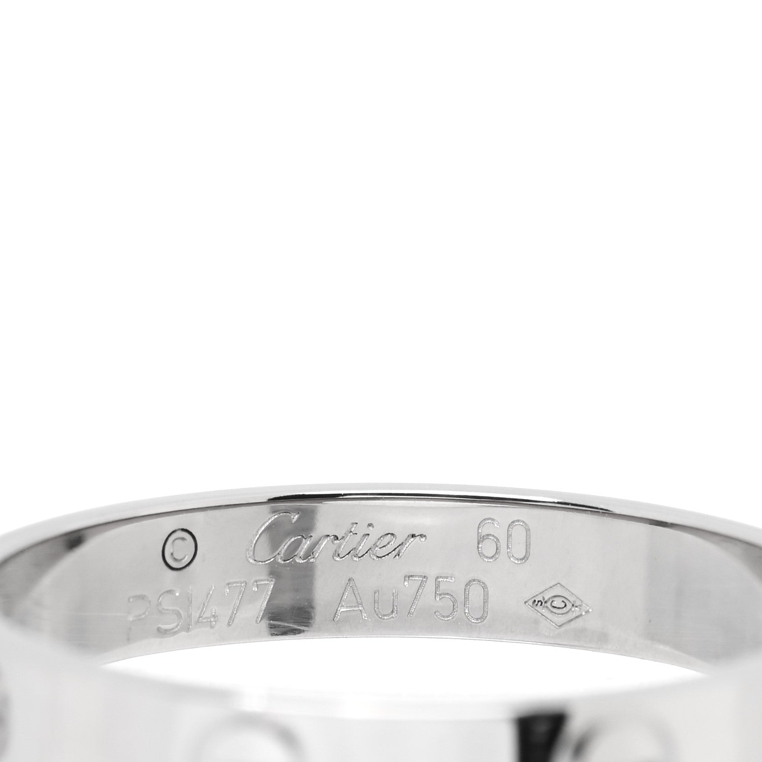 Cartier 18K White Gold 3.5mm LOVE Wedding Band Ring 60 9 4 of 4