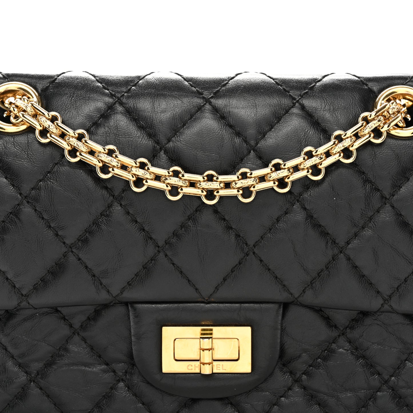Aged Calfskin Quilted 2.55 Reissue Mini Flap Black