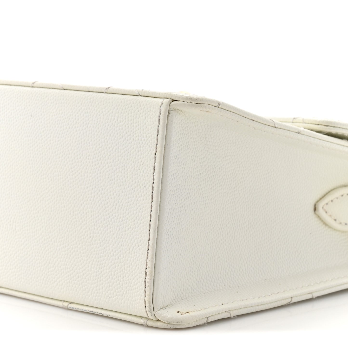 Caviar Diamond Stitched Square Flap Shoulder Bag White