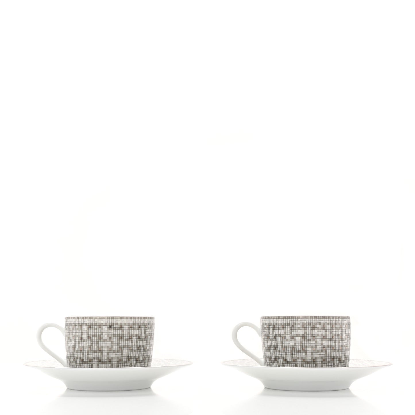 Porcelain Mosaique Au 24 Platine Tea Cup And Saucer Set Of 2 Platinum