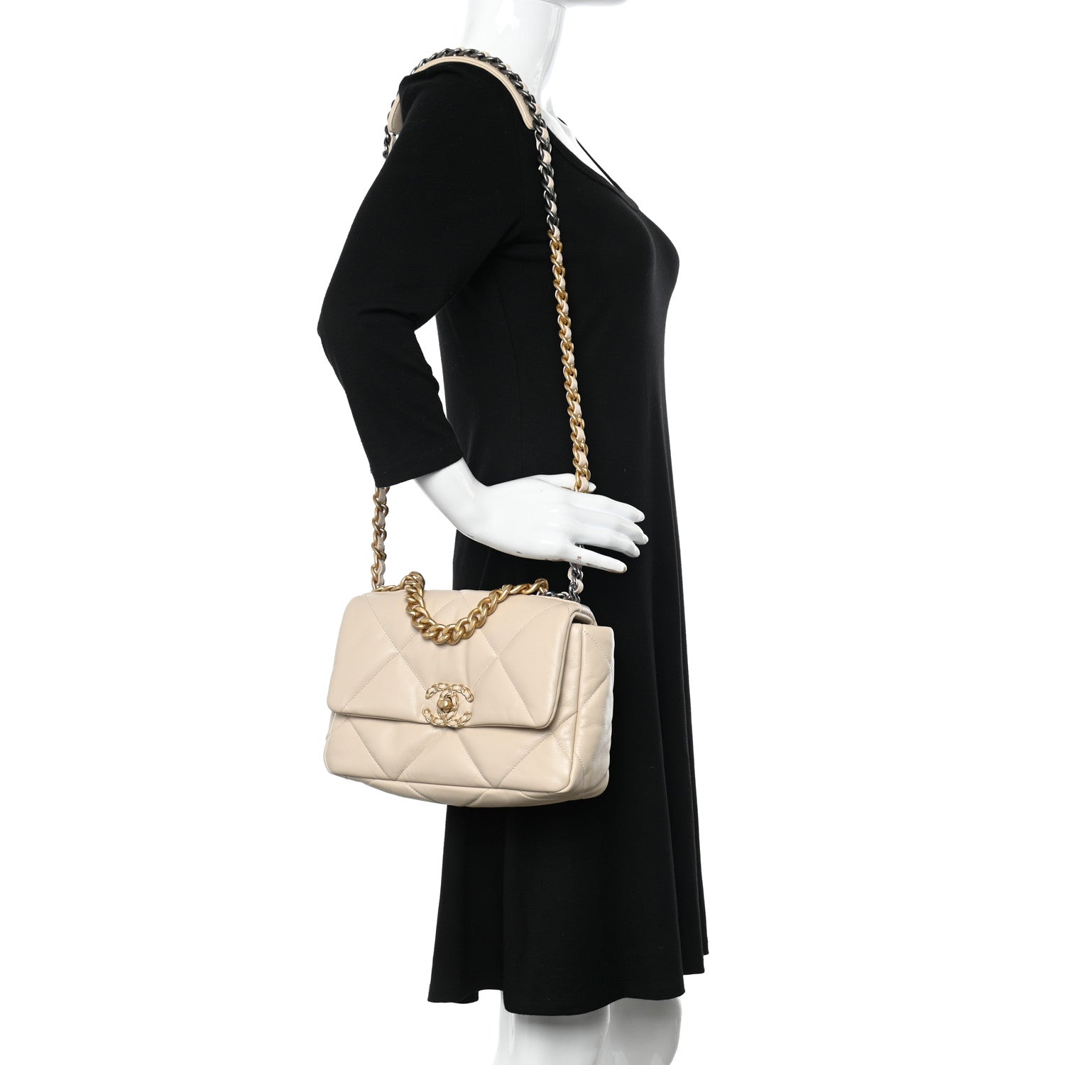 Chanel Goatskin Quilted Medium Chanel 19 Flap Beige 2 of 10
